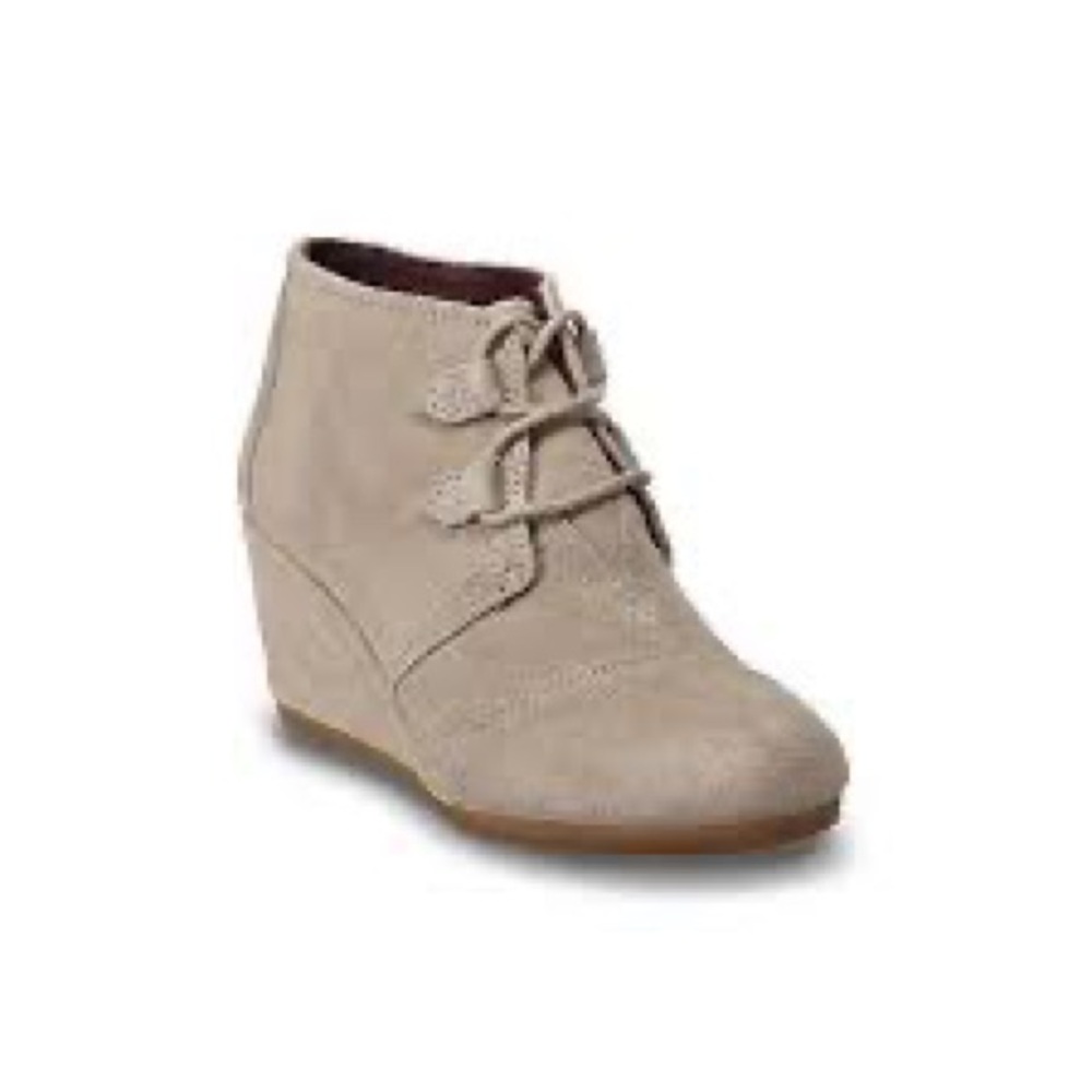 Toms Tan Kala Wedge Genuine Suede Fall Bootie Shoes Size 5.5 NWT